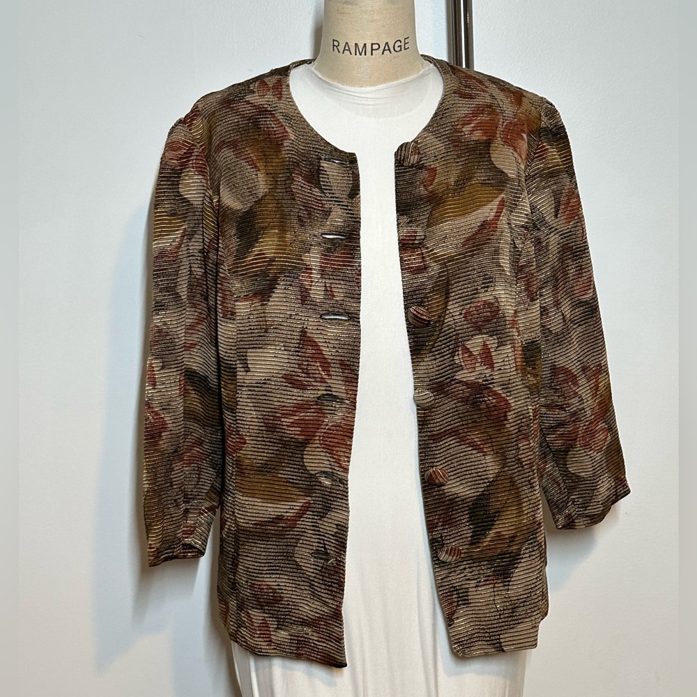Vintage Women's Multicolor Floral Patterned Blazer